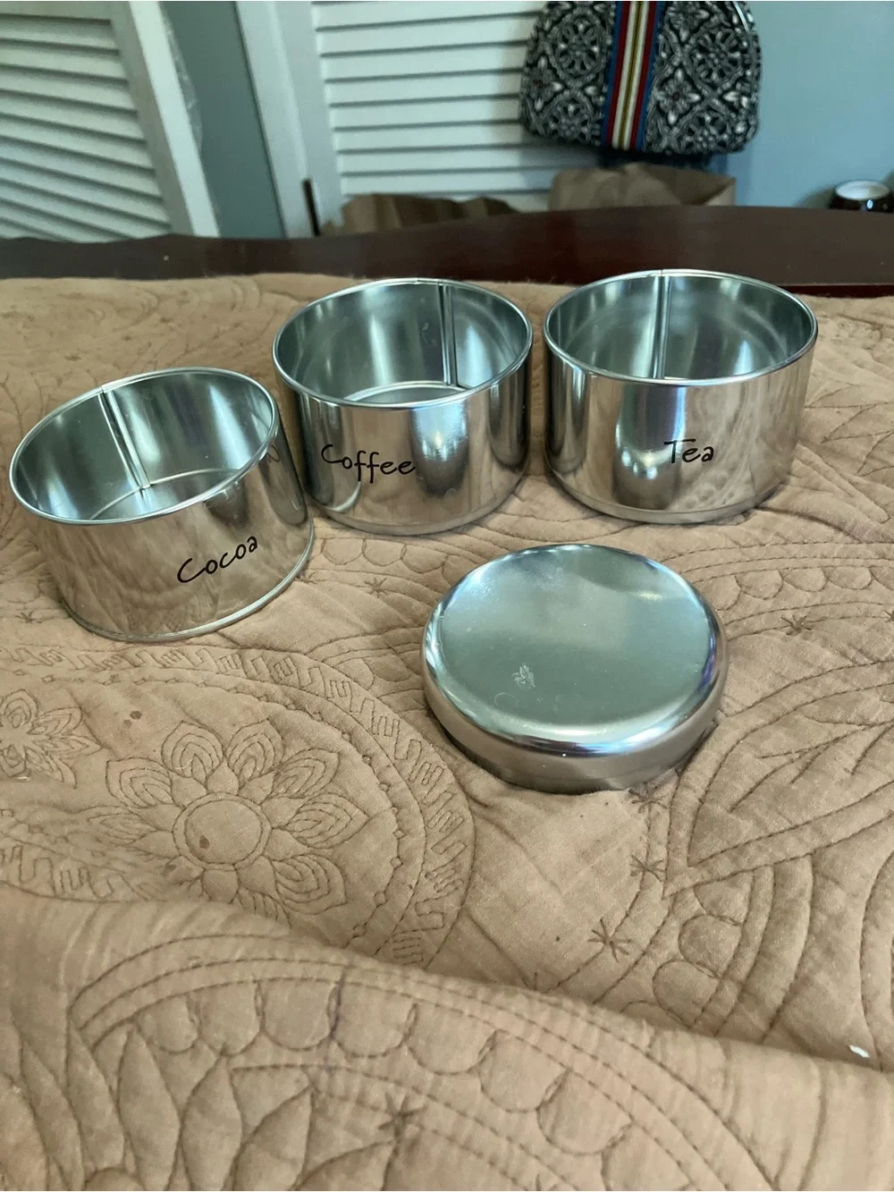 Basic Essentials Stackable Stainless Steel Tea, Coffee & Cocoa Storage Canisters